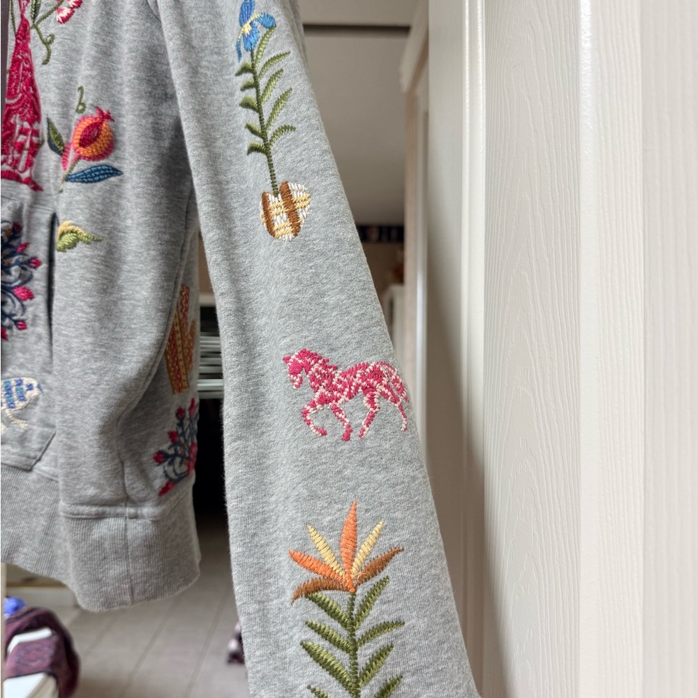 Johnny Was-Adela Heather French Terry Zipup Sweatshirt - Picture 9 of 12